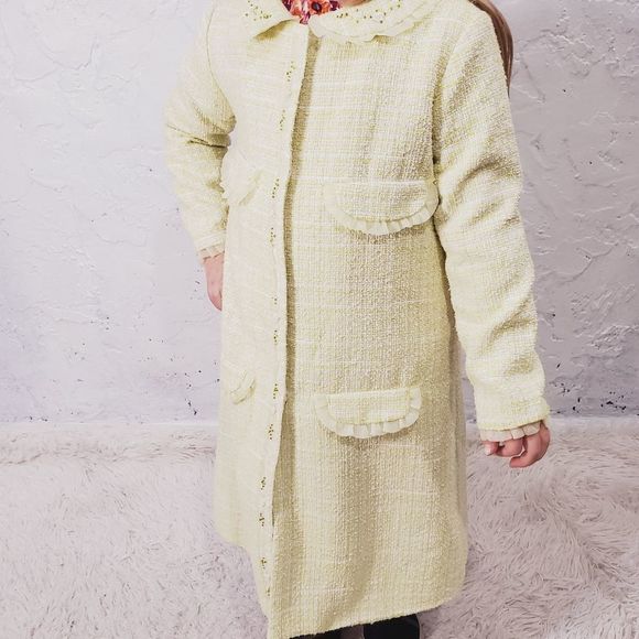 Biscotti Collezioni yellow blend tweed fashipn toddler coat size 6 - Picture 16 of 16
